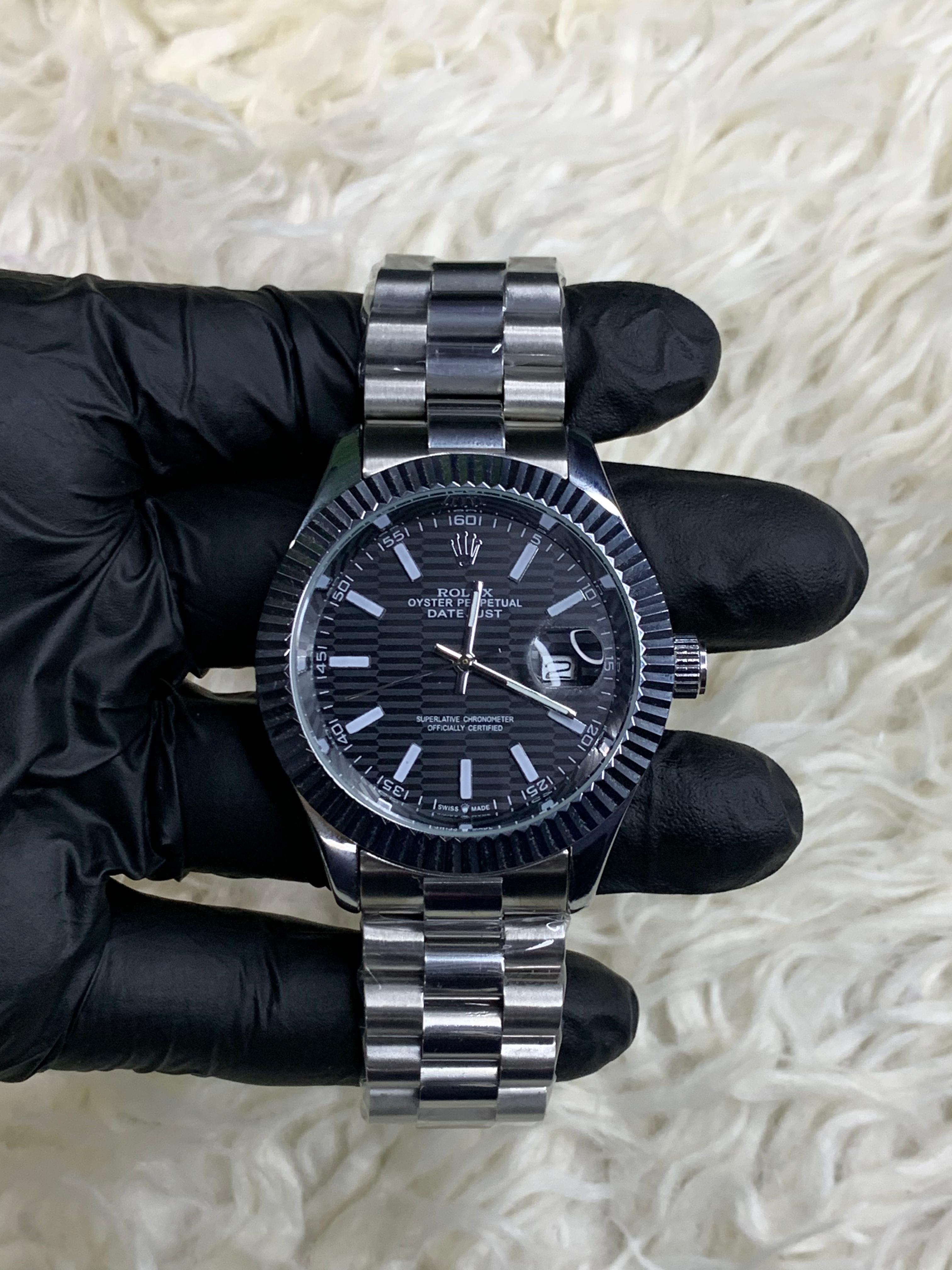 Rlx DateJust Silver Black Dial