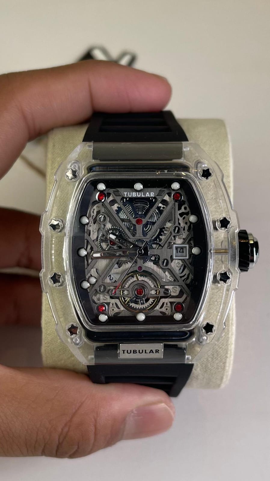 Tubular Rectangular Sport Black Dial