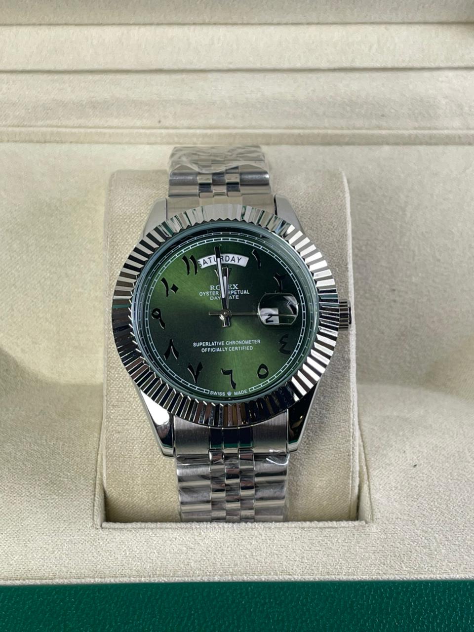 Rlx DayDate Arabic Green Dial