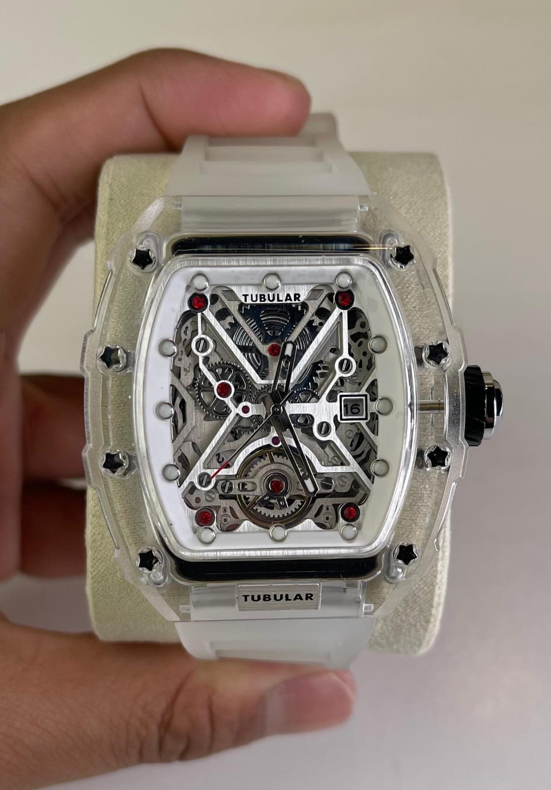 Tubular Rectangular Sport White Dial