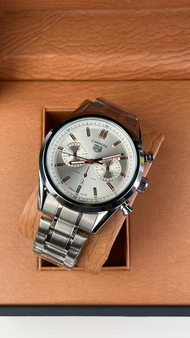 Calibre 5 Silver Chain White Dial