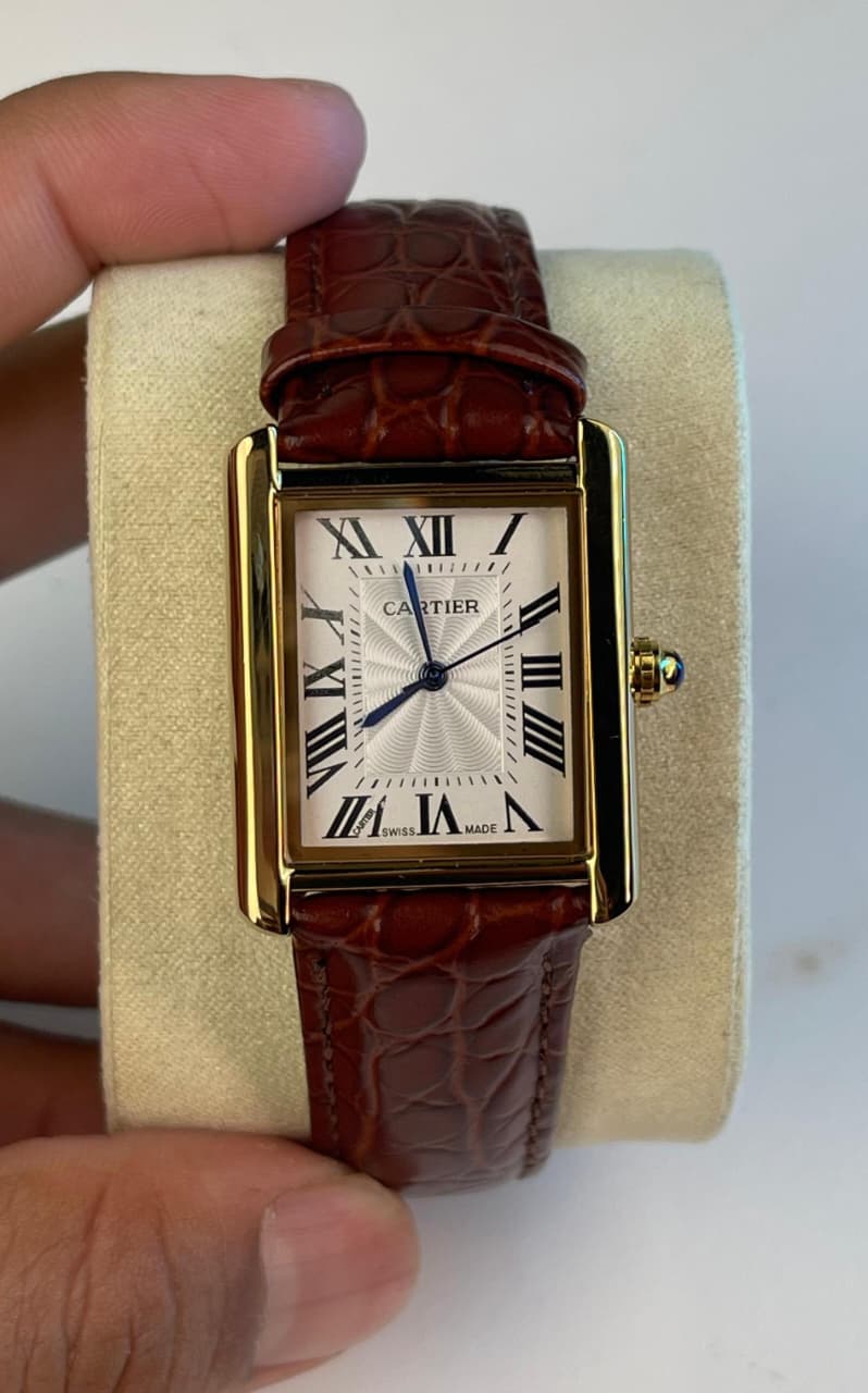 Cartier Tank Golden White And Brown Straps