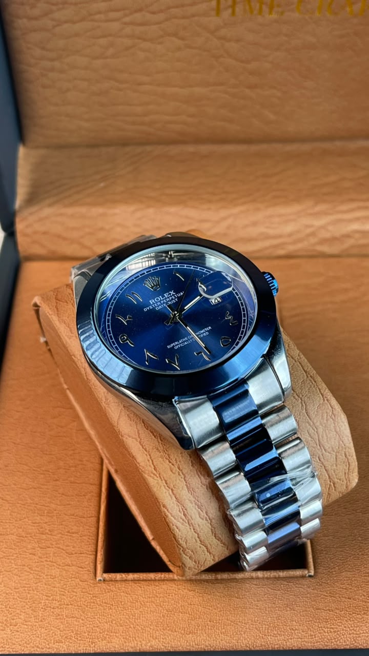 Rlx DateJust Silver Blue Arabic Dial