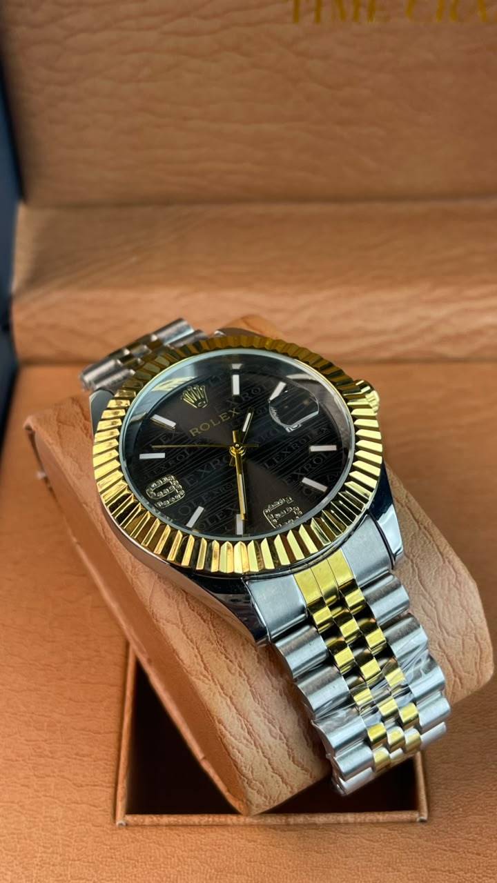 Rlx DateJust Two-Tone Jubilee Black Dial