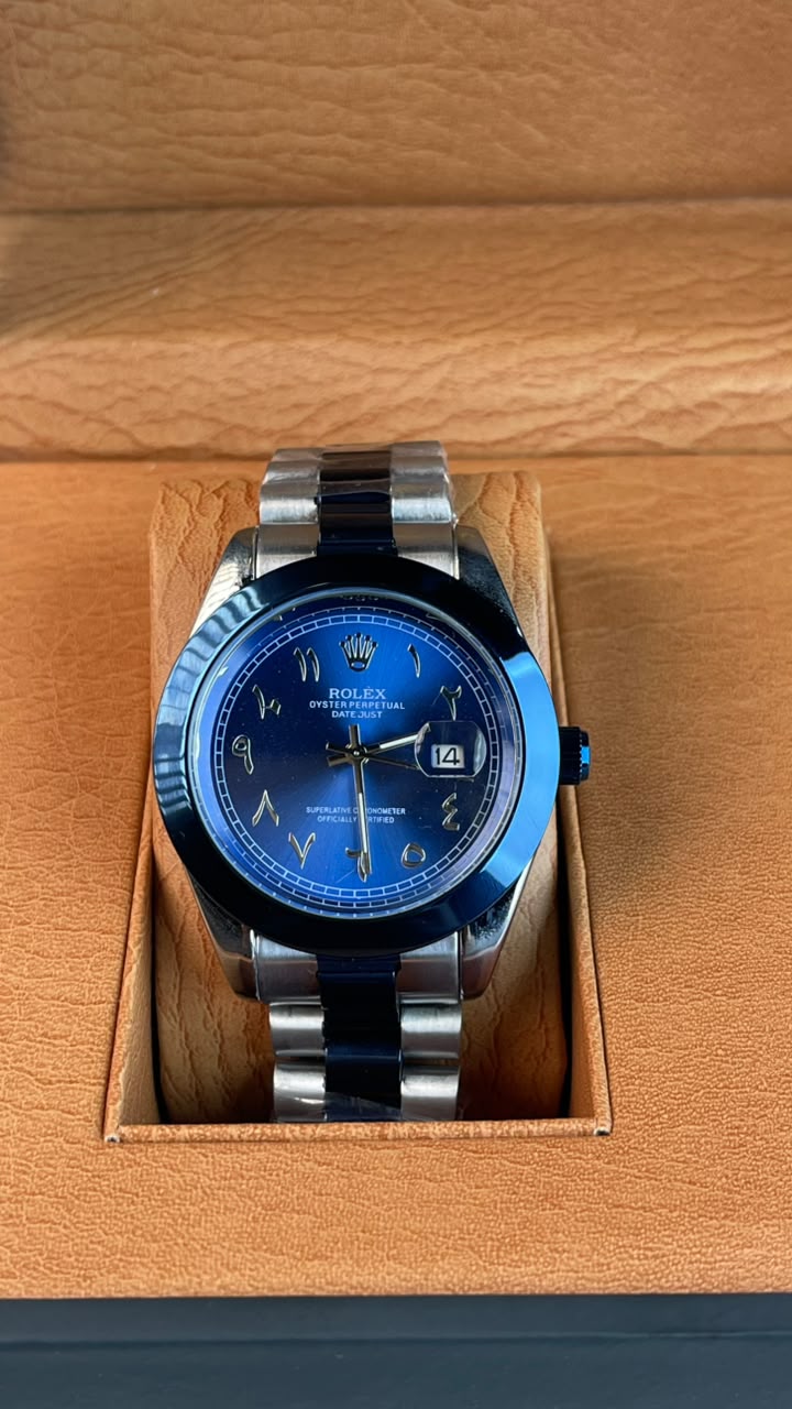 Rlx DateJust Silver Blue Arabic Dial