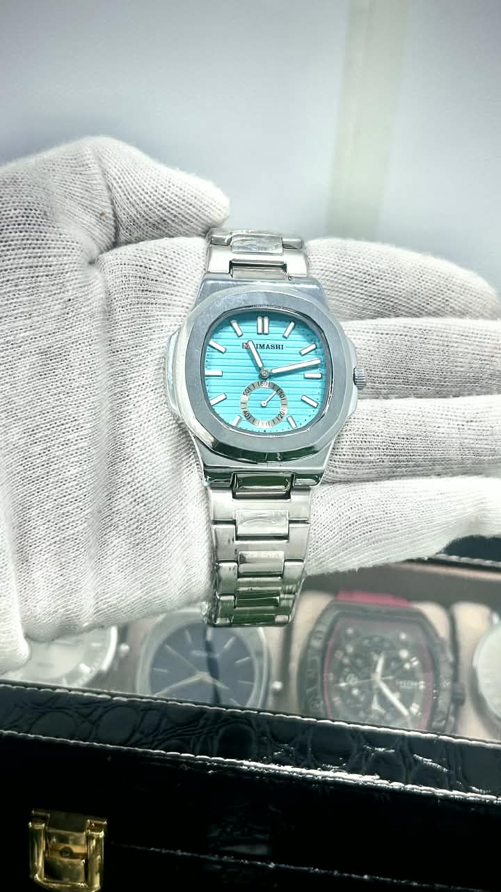 Maimashi Aqua Blue – Stainless Steel Quartz Watch with Sub-Dial