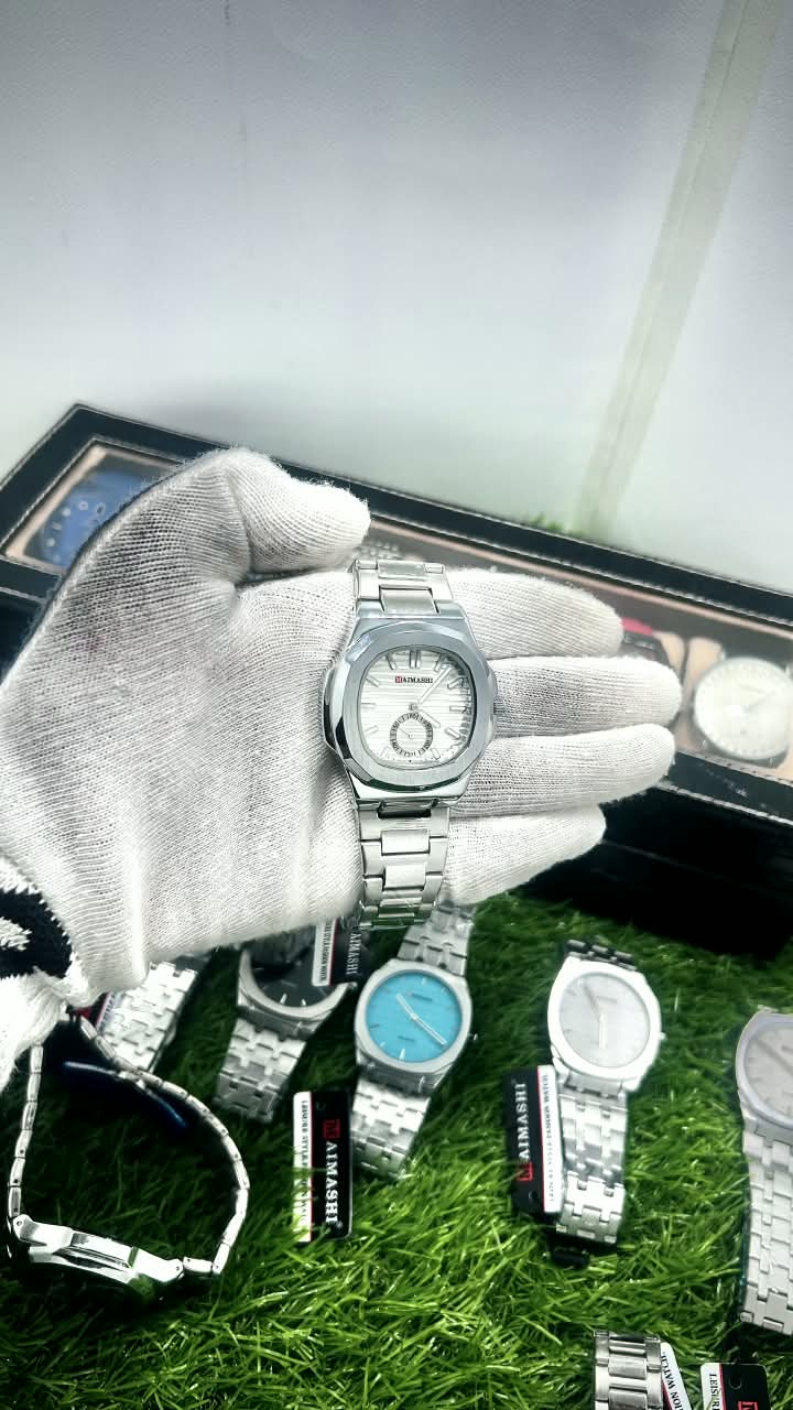 Maimashi Silver Grey Stainless Steel Quartz Watch with Sub-Dial