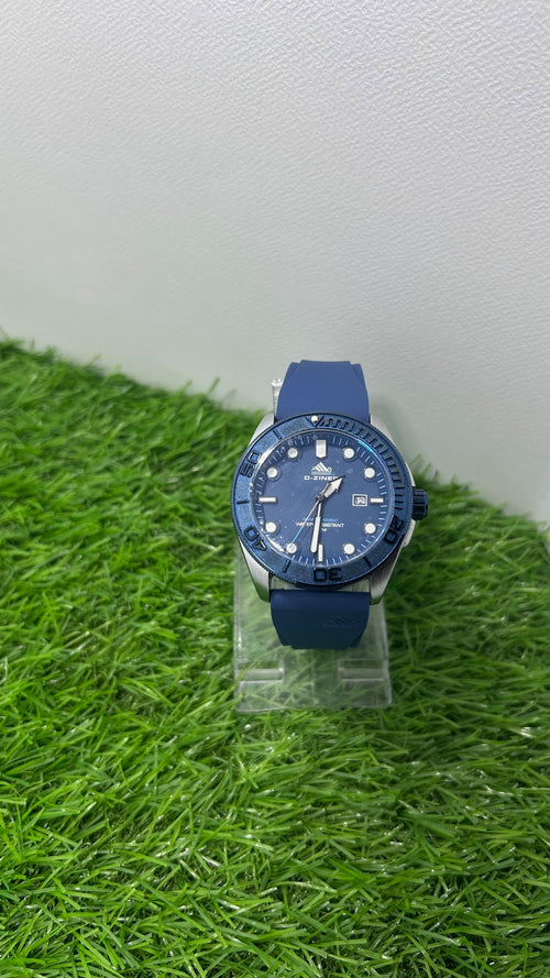 D-Ziner Blue Diver Style Men's Watch with Silicone Strap