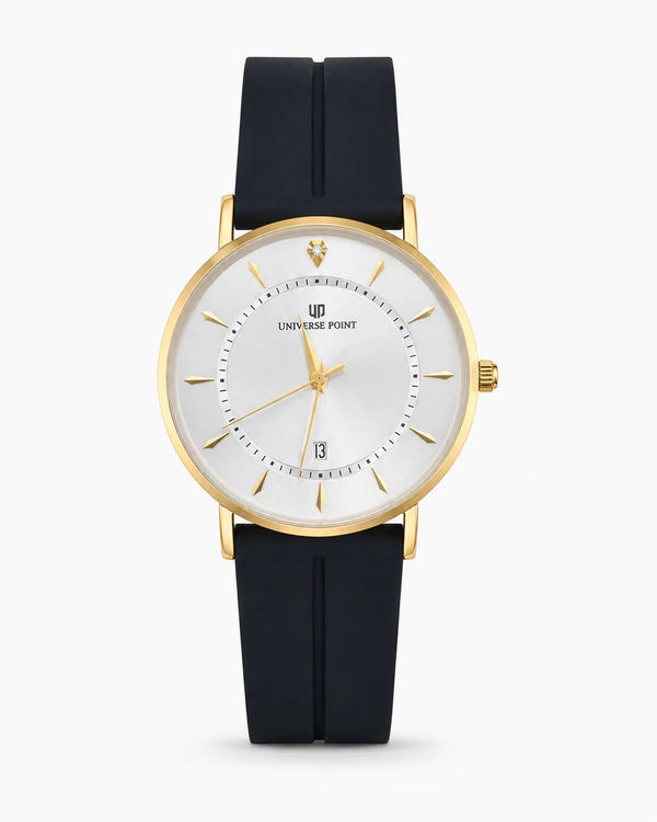 Universe Point Classic White &amp; Gold Dial Men's Watch with Black Strap (Copy)