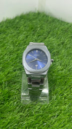 Hoursly Blue Dial Stainless Steel Men's Watch with Date