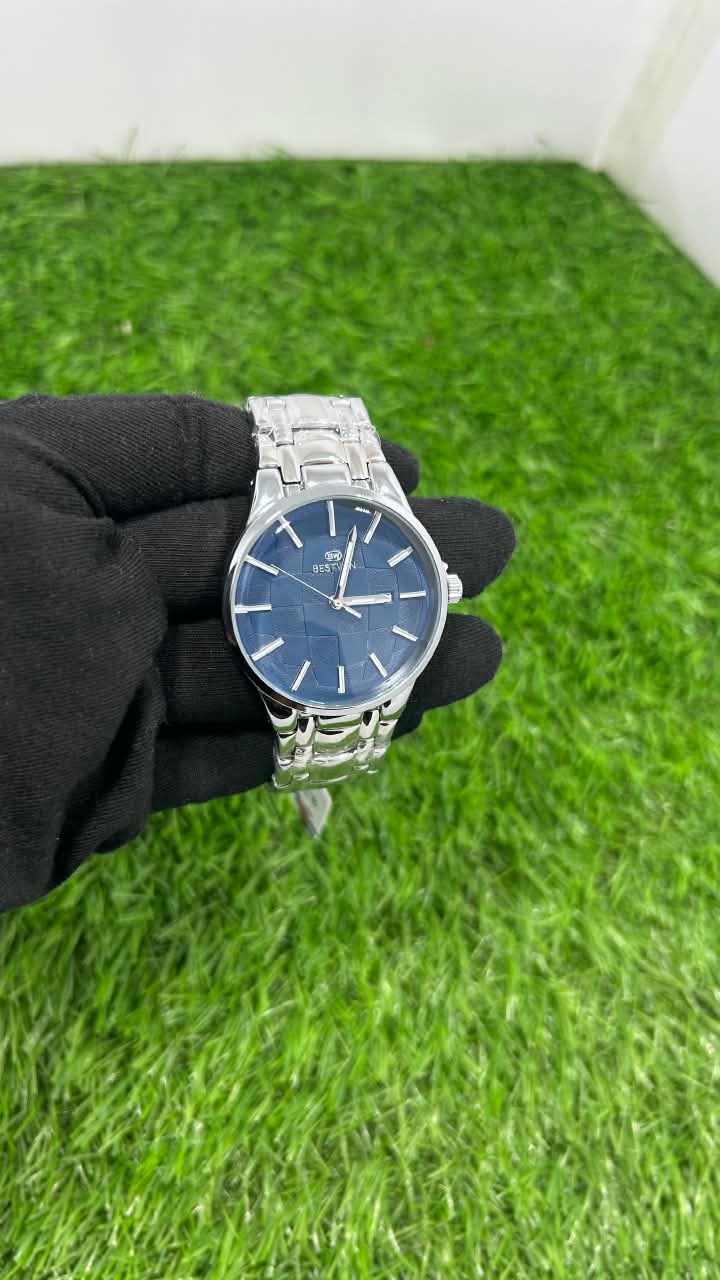 Bestwin Royal Blue Textured Dial Stainless Steel Men's Watch