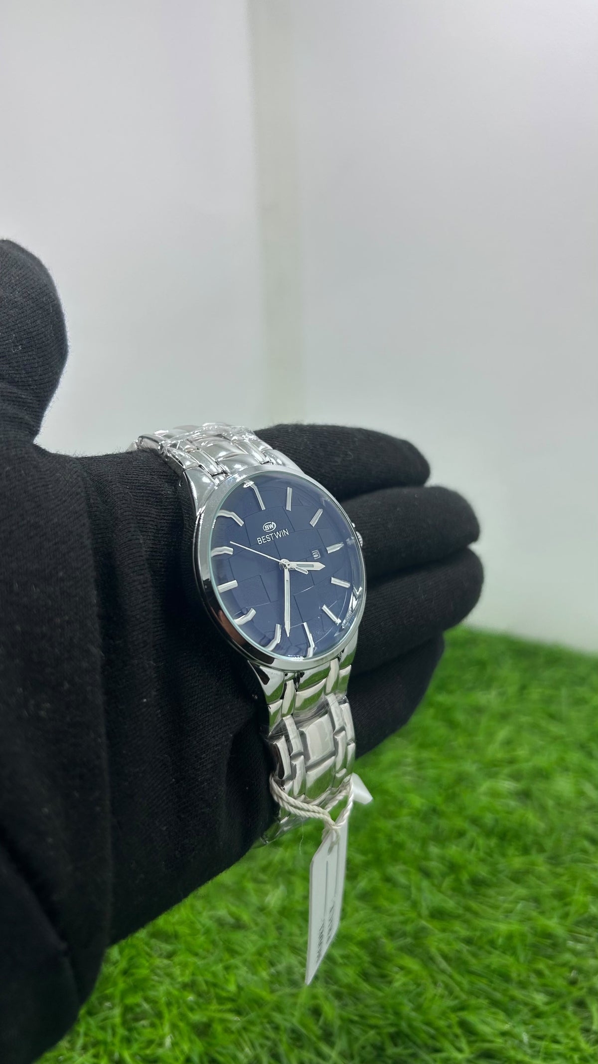 Bestwin Royal Blue Textured Dial Stainless Steel Men's Watch