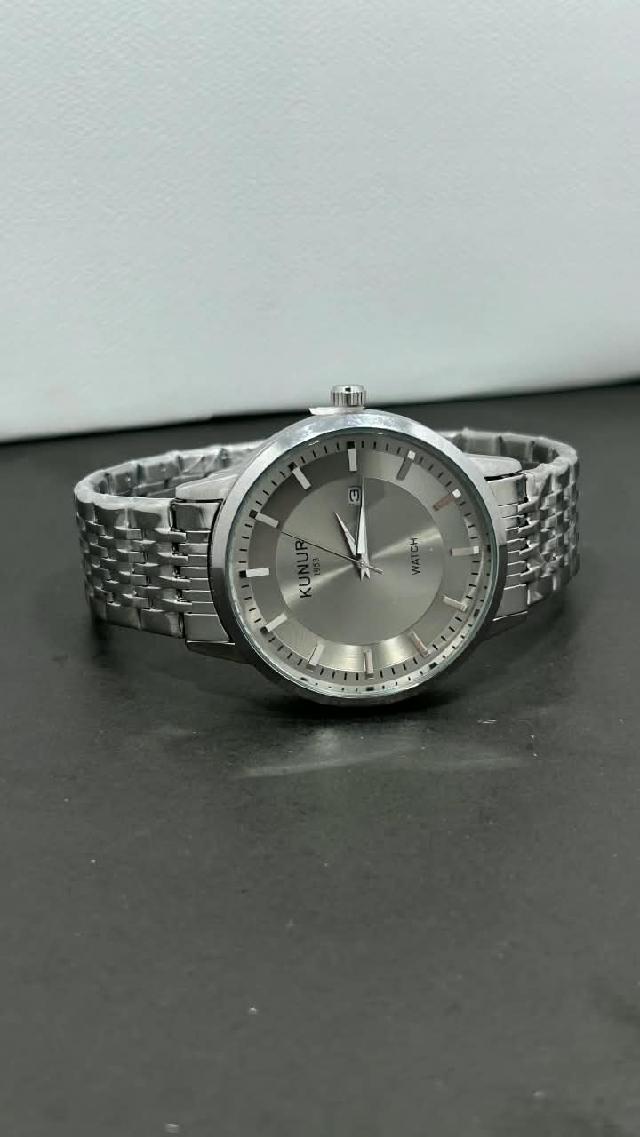 Kunur Silver Dial Stainless Steel Men's Watch