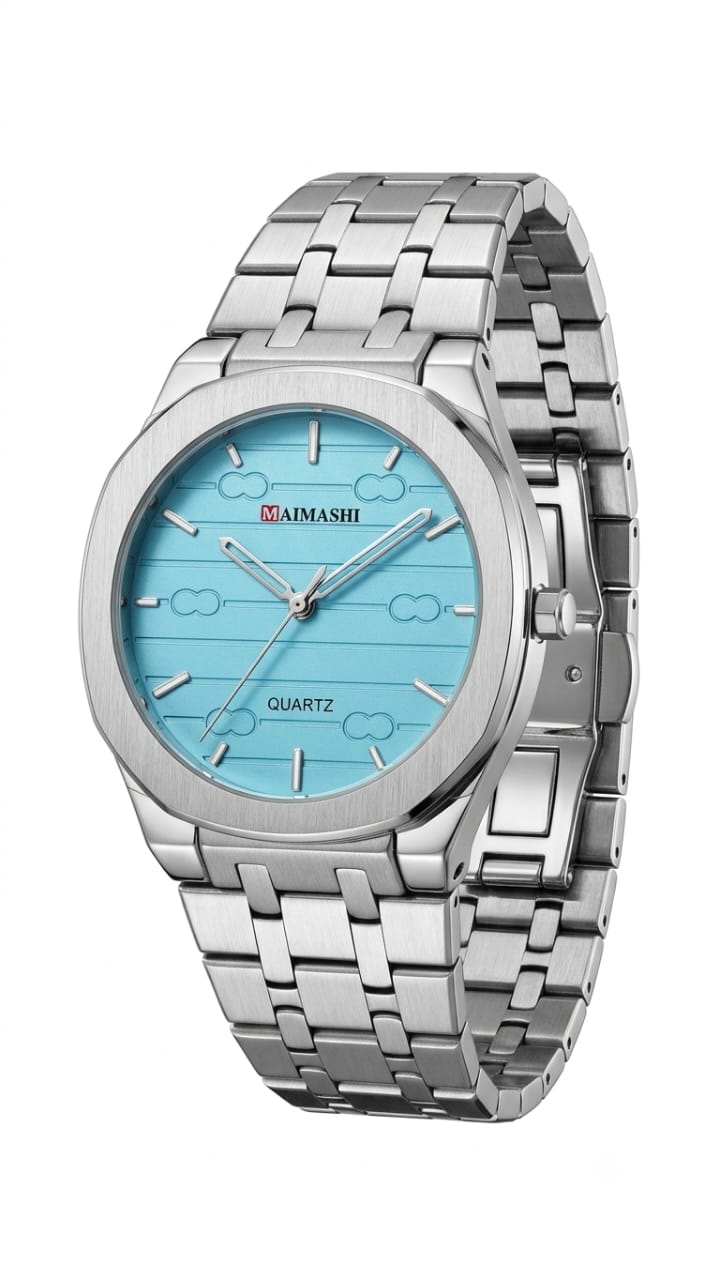 Maimashi Classic  Aqua Blue Stainless Steel Quartz Watch