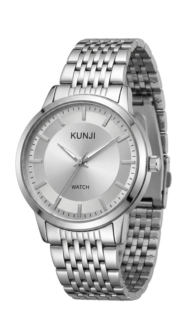 Kunur Silver Dial Stainless Steel Men's Watch
