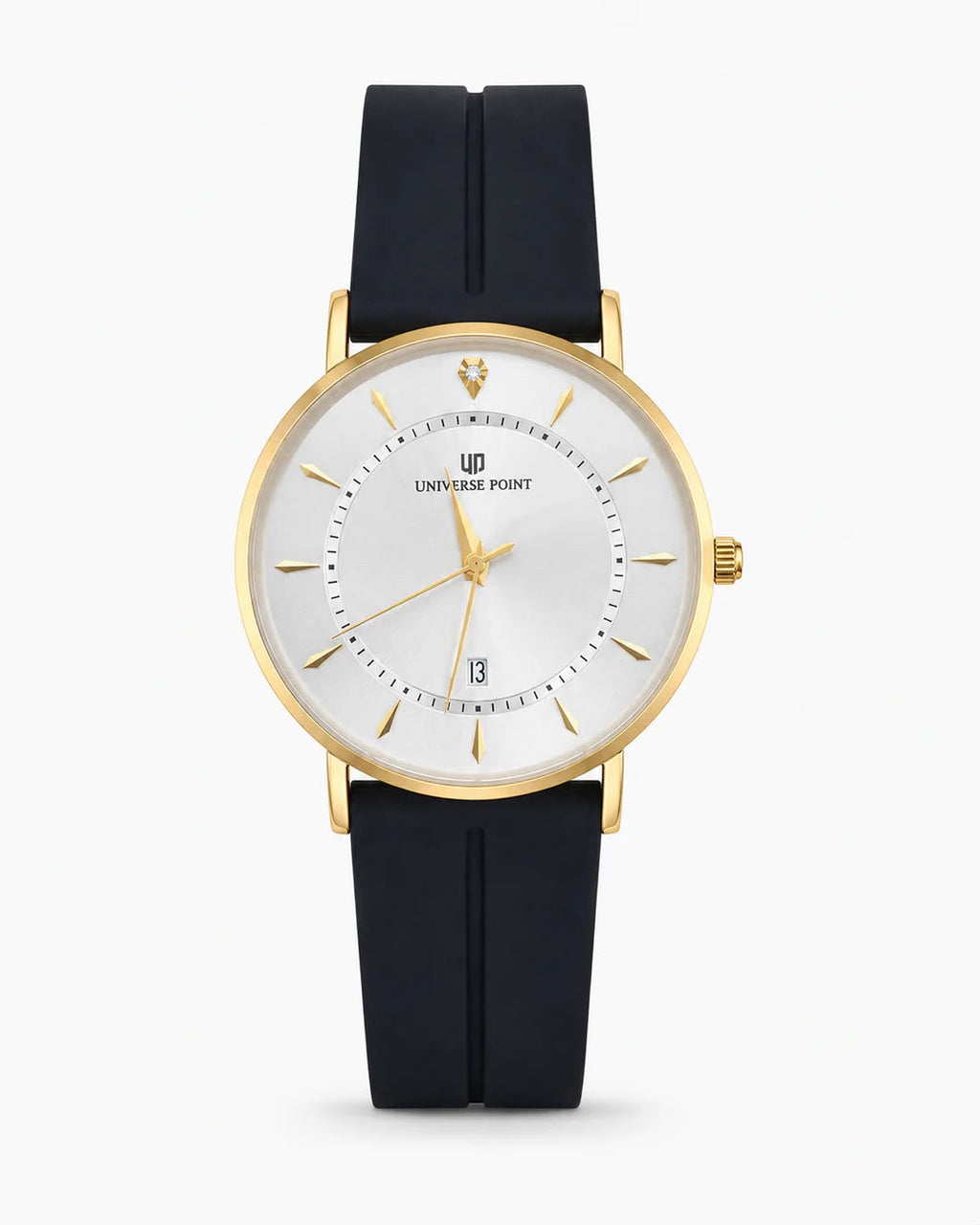 Universe Point Classic White &amp; Gold Dial Men's Watch with Black Strap (Copy)