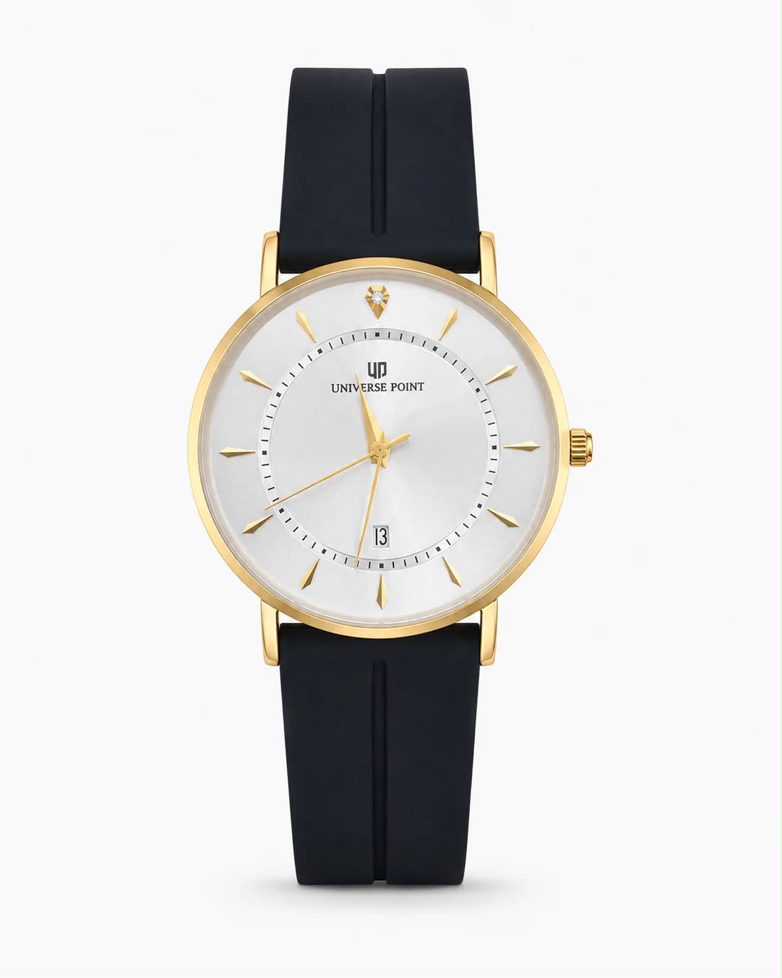 Universe Point Classic White &amp; Gold Dial Men's Watch with Black Strap (Copy)