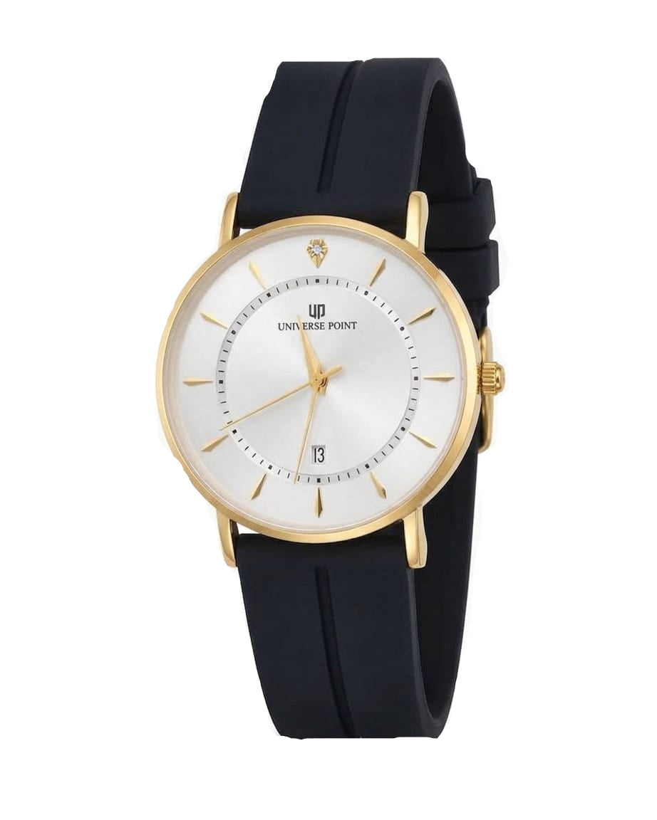 Universe Point Classic White &amp; Gold Dial Men's Watch with Black Strap (Copy)