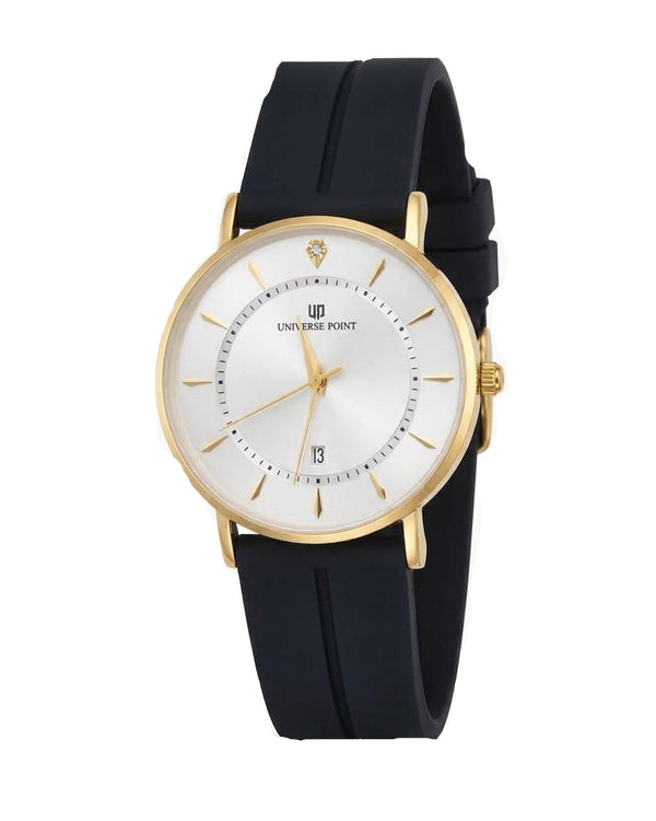 Universe Point Classic White &amp; Gold Dial Men's Watch with Black Strap (Copy)