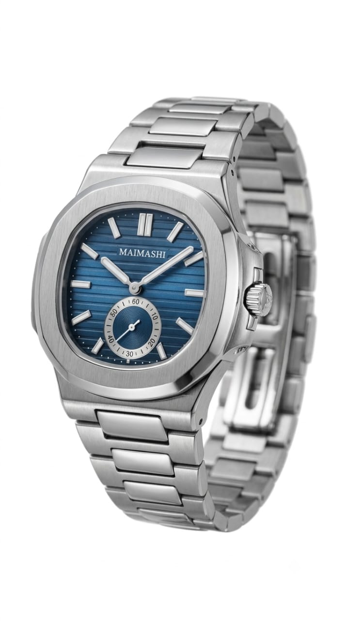 Maimashi Royal Blue Stainless Steel Quartz Watch with Sub-Dial
