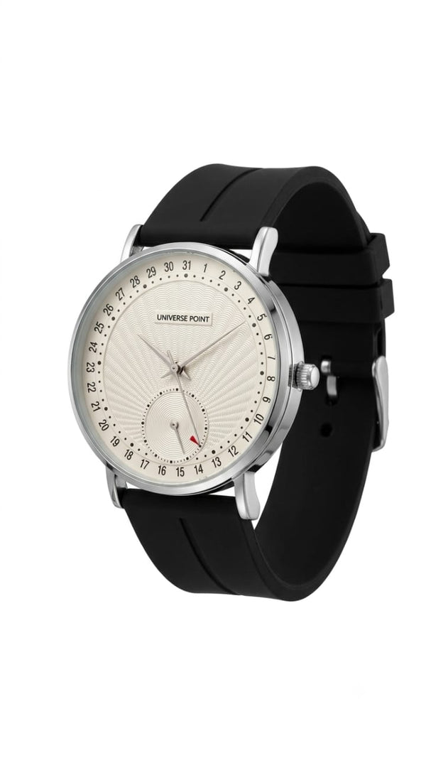 Universe Point Classic White &amp; Gold Dial Men's Watch with Black Strap