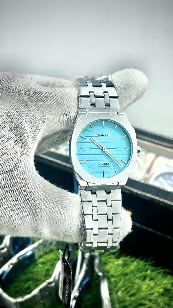 Maimashi Classic  Aqua Blue Stainless Steel Quartz Watch